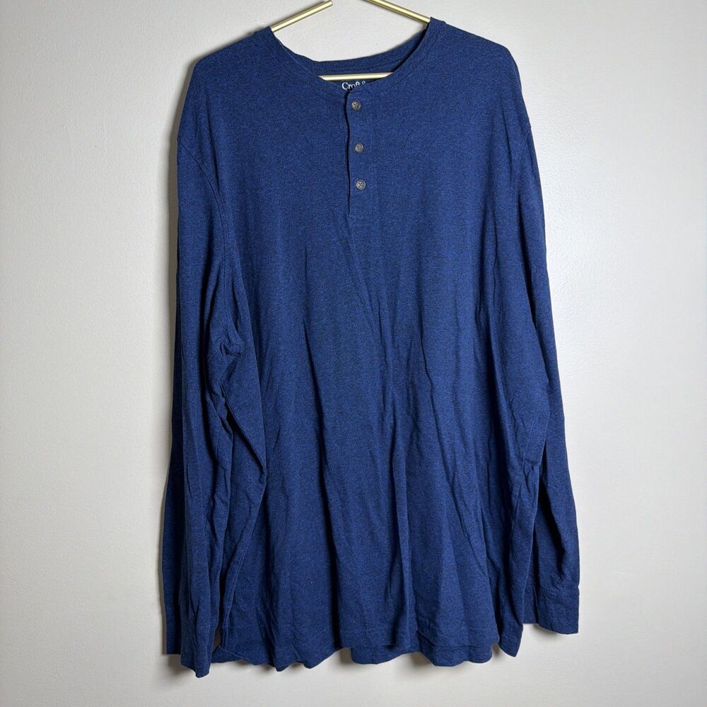 Croft & Barrow Shirt Mens3XLT Navy Long Sleeve Pullover Extra soft Casual A0029